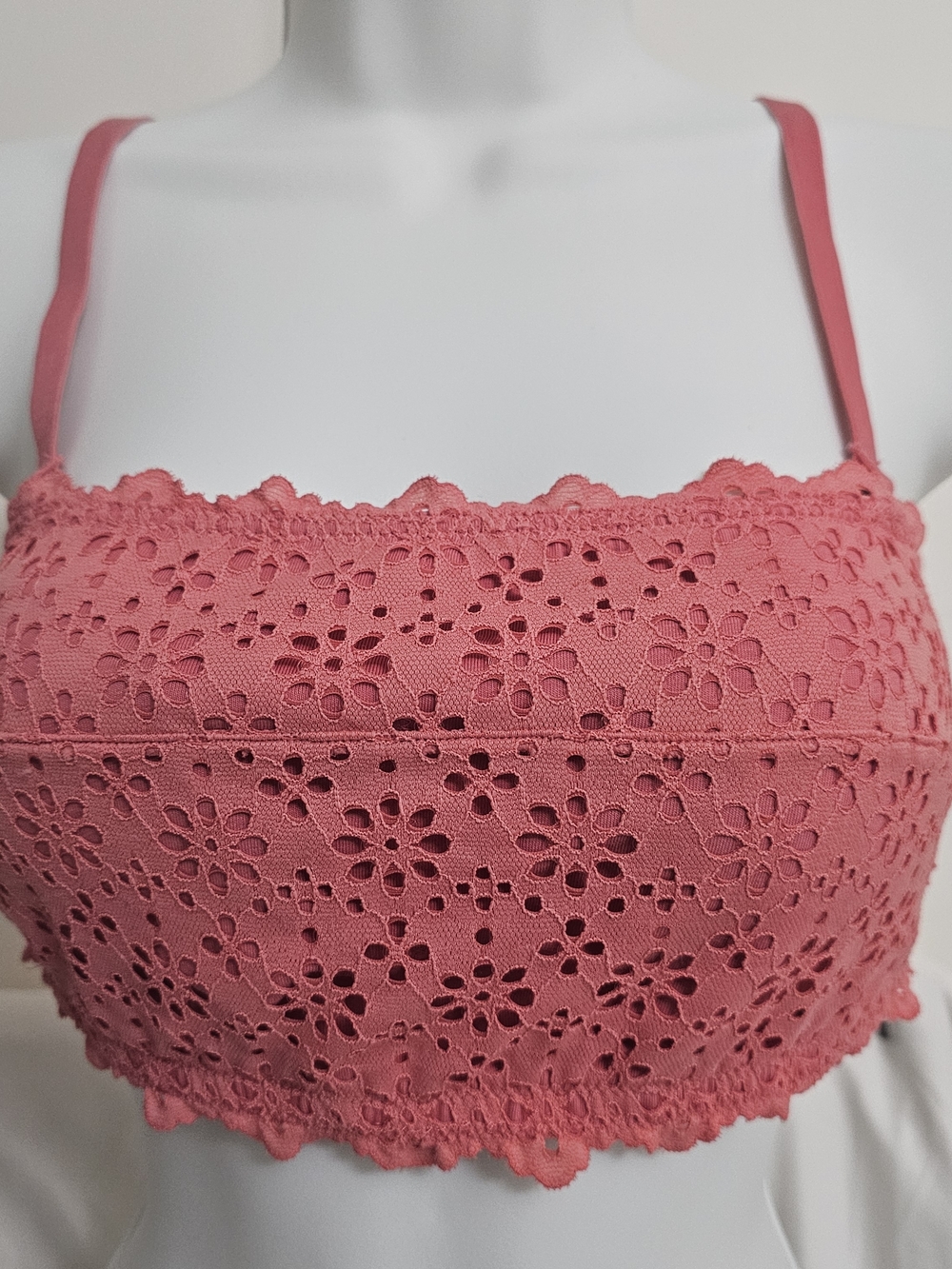 NEw Auden Pink Floral Lace Bralette Crop Top, Sz M